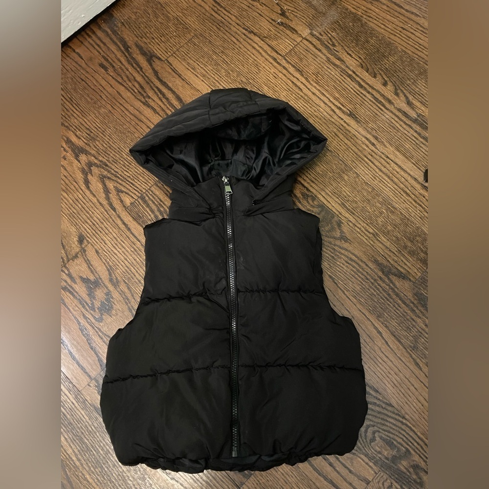 Children's Hooded Puffer Vest - Black